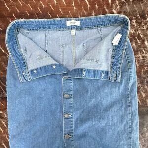 Denim Skirt Womens 12 Blue Button Pockets Pencil Western Modest Y2K 90s